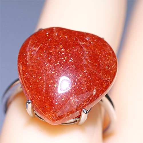 〔R467-18〕高品質 発色良い サンストーン sv925 リング 指輪 フリーサイズ Sun stone 日長石