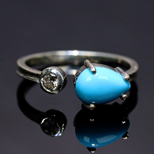 〔R471〕眠れる森の美女 スリーピングビューティー ターコイズ フリーサイズ 指輪 リング 誕生石