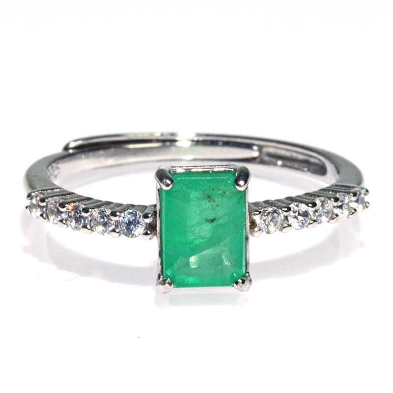 〔R478-6〕高品質 天然 エメラルド sv925 指輪 リング フリー【FOREST 天然石 パワーストーン】