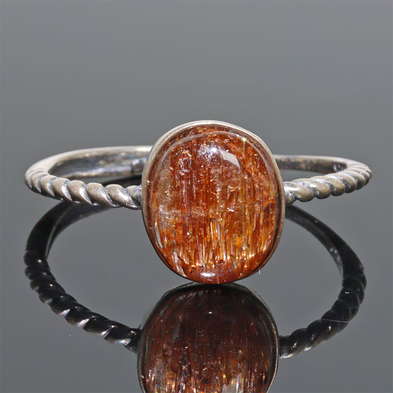 〔R479-1〕sv925 ブロンズルチルクォーツキャッツアイ リング 指輪 フリー