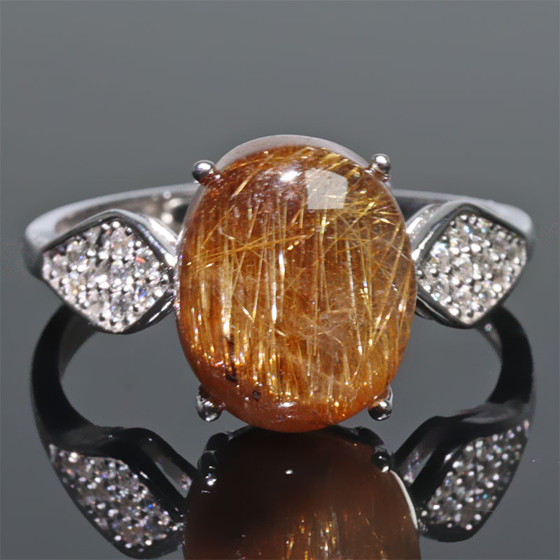 〔R479-4〕sv925 ブロンズルチルクォーツキャッツアイ リング 指輪 フリー