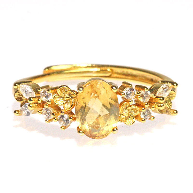 〔R480-6〕Citrine シトリン sv925 リング 指輪 フリーサイズ 【ランダム発送】