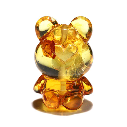 〔Z59-1〕クマちゃん アンバー 琥珀 ビーズ 貫通穴 Amber【FOREST 天然石 パワーストーン】