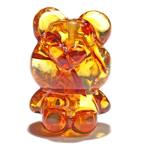 〔Z59-10〕クマちゃん アンバー 琥珀 ビーズ 貫通穴 Amber【FOREST 天然石 パワーストーン】