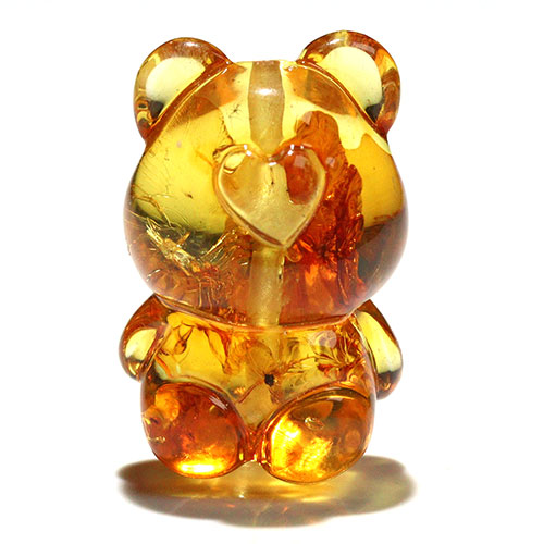〔Z59-15〕クマちゃん アンバー 琥珀 ビーズ 貫通穴 Amber【FOREST 天然石 パワーストーン】