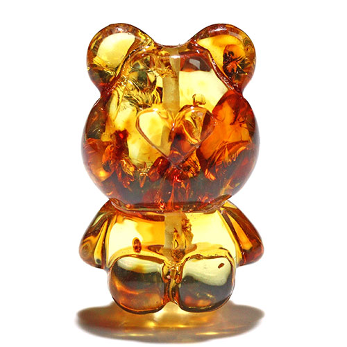 〔Z59-16〕クマちゃん アンバー 琥珀 ビーズ 貫通穴 Amber【FOREST 天然石 パワーストーン】