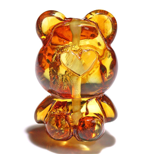 〔Z59-19〕クマちゃん アンバー 琥珀 ビーズ 貫通穴 Amber【FOREST 天然石 パワーストーン】