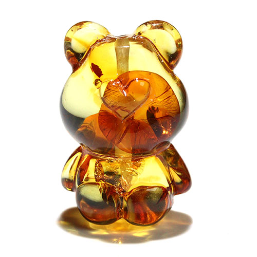 〔Z59-2〕クマちゃん アンバー 琥珀 ビーズ 貫通穴 Amber【FOREST 天然石 パワーストーン】