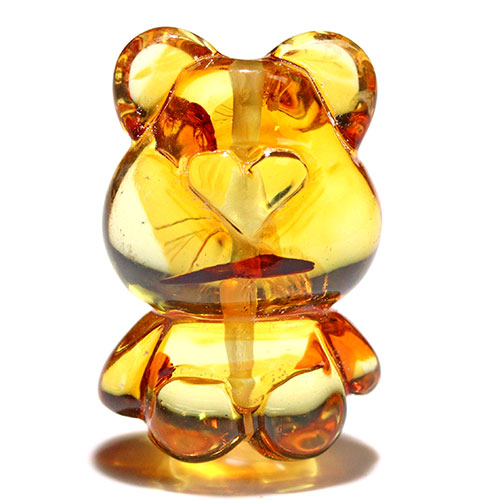 〔Z59-22〕クマちゃん アンバー 琥珀 ビーズ 貫通穴 Amber【FOREST 天然石 パワーストーン】