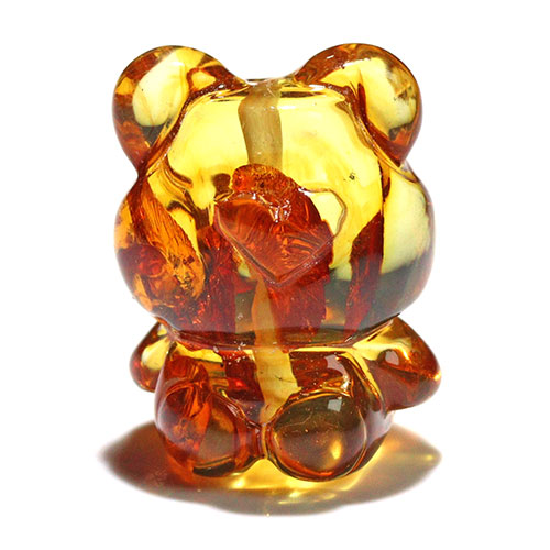 〔Z59-5〕クマちゃん アンバー 琥珀 ビーズ 貫通穴 Amber【FOREST 天然石 パワーストーン】