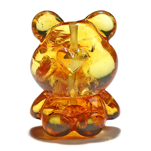〔Z59-6〕クマちゃん アンバー 琥珀 ビーズ 貫通穴 Amber【FOREST 天然石 パワーストーン】