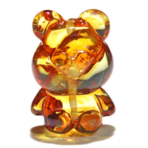 〔Z59-8〕クマちゃん アンバー 琥珀 ビーズ 貫通穴 Amber【FOREST 天然石 パワーストーン】