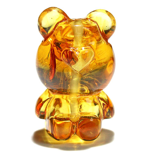 〔Z59-9〕クマちゃん アンバー 琥珀 ビーズ 貫通穴 Amber【FOREST 天然石 パワーストーン】