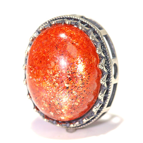 〔Z60-2〕高品質 発色良い サンストーン sv925 パーツ Sun stone 日長石