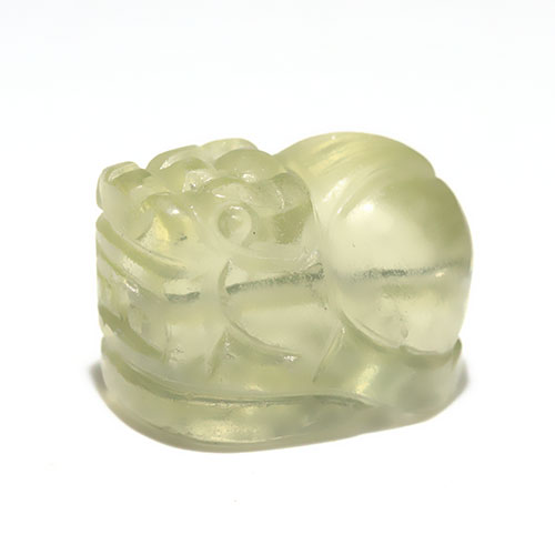 〔Z62〕約16x13mm リビアングラス  ヒキュウ 貔貅 ビーズ 貫通穴 一粒売り Libyan desert glass 天然ガラス