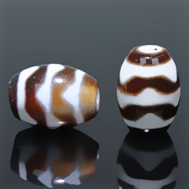 〔Z69-4〕【 天珠】約18x13mm 四線虎牙天珠 守り 開運 風水 【ランダム発送】【FOREST 天然石 パワーストーン】