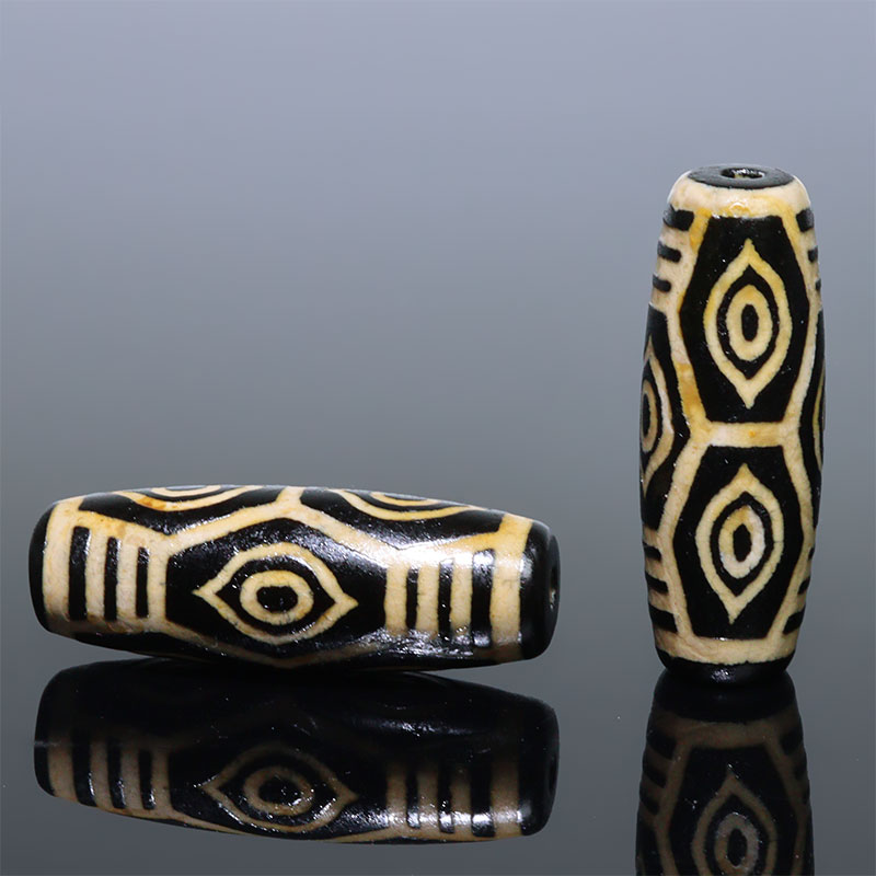 〔Z93-6〕【天珠】1個入り 約40x13mm 龍眼天珠 天珠 守り 開運 風水 【ランダム発送】